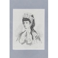 Nakrycia głowy w stylu biedermeier. Litografia. Polska ok. 1860 r. 